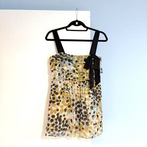 Elegant & Feminine Milly Tank Top in Earth Tones with Black Bow Detail